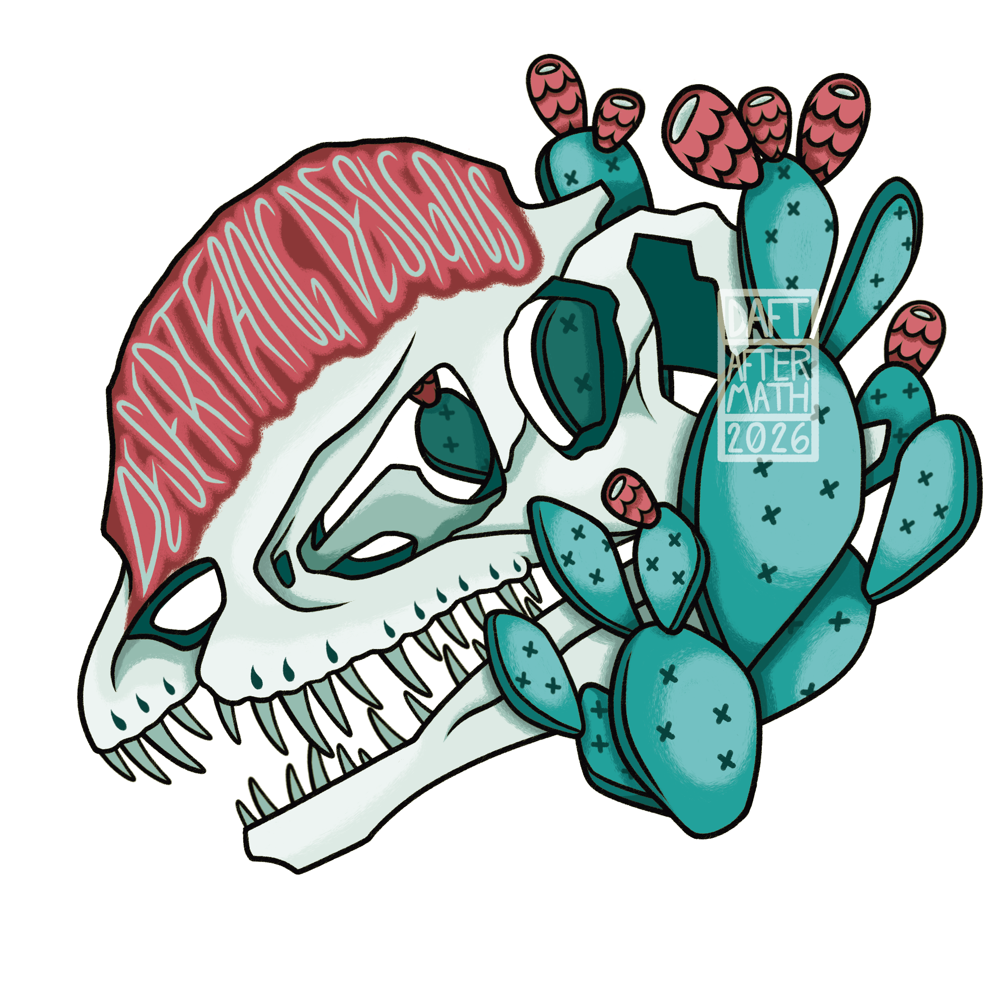 Dilophosaurus Fossil Dinosaur Desert Fang Designs Logo Vinyl Sticker