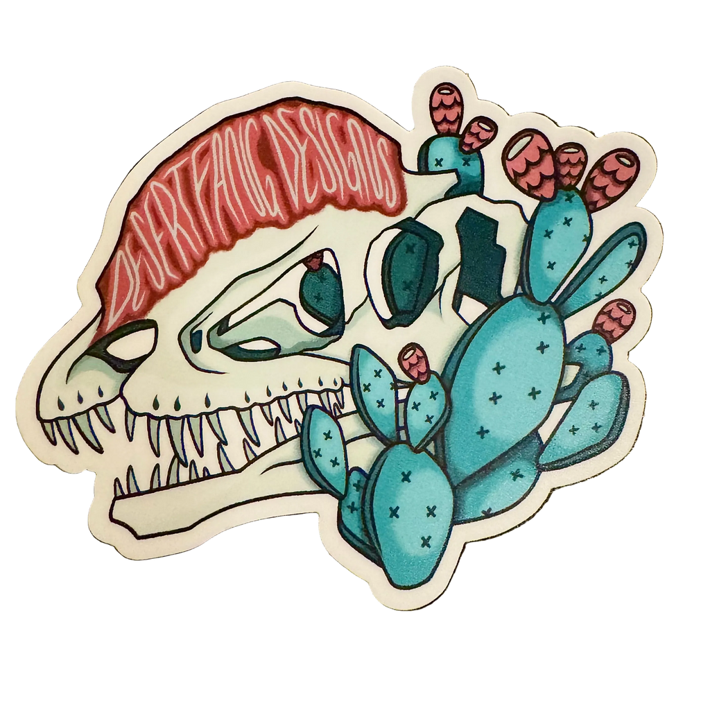 Dilophosaurus Fossil Dinosaur Desert Fang Designs Logo Vinyl Sticker