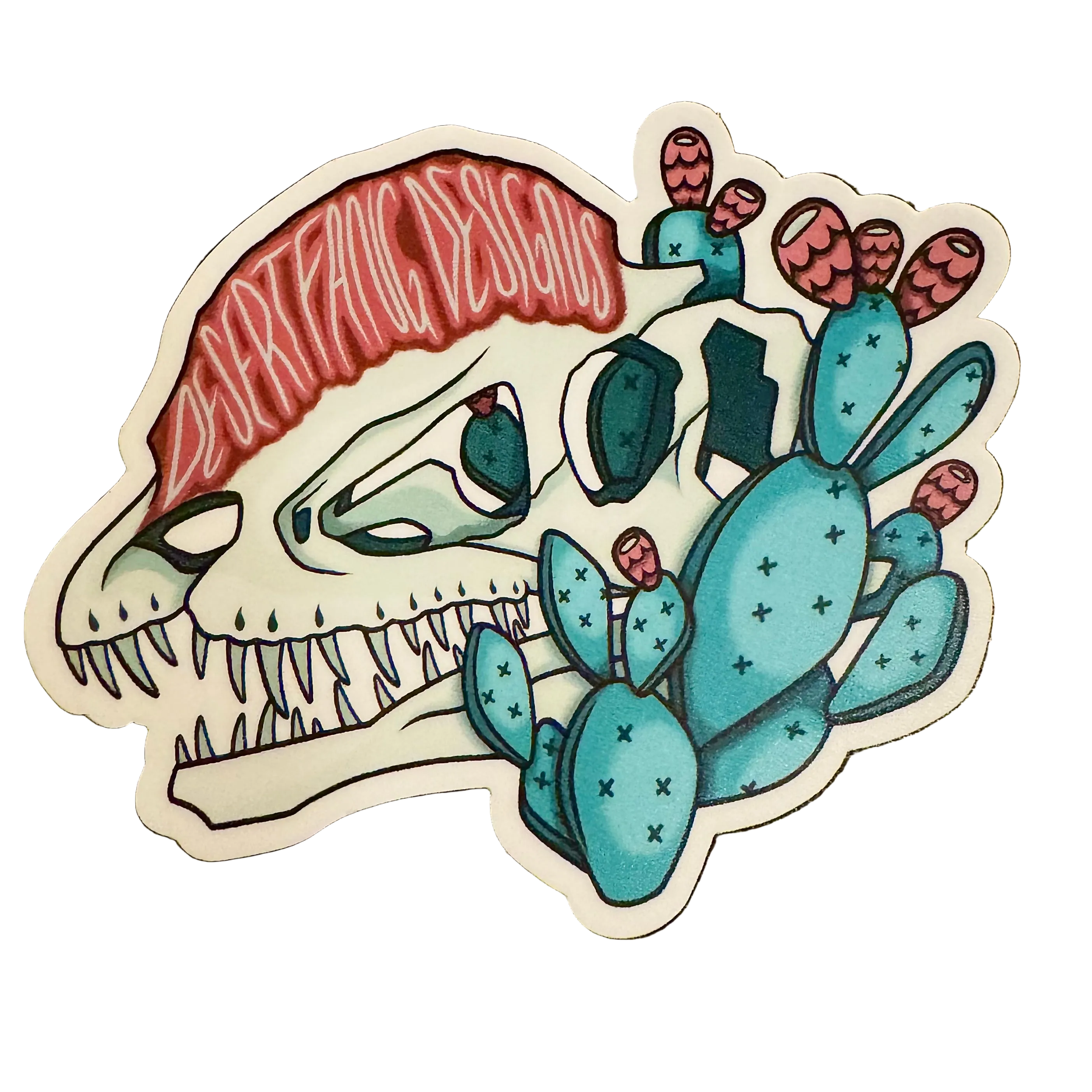Dilophosaurus Fossil Dinosaur Desert Fang Designs Logo Vinyl Sticker