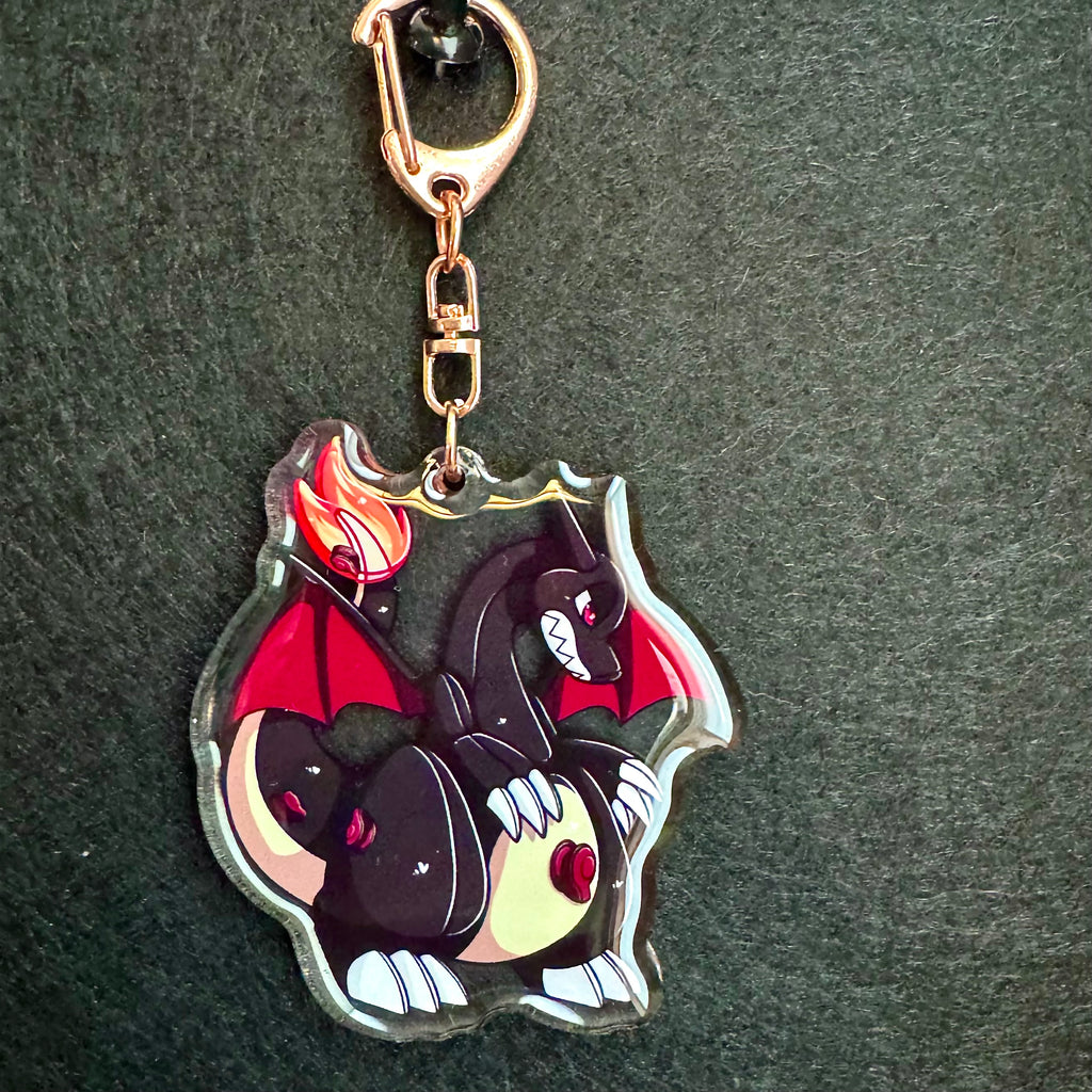 Shiny/Regular Fire Lizard Pooltoy Enamel Coated Keychain