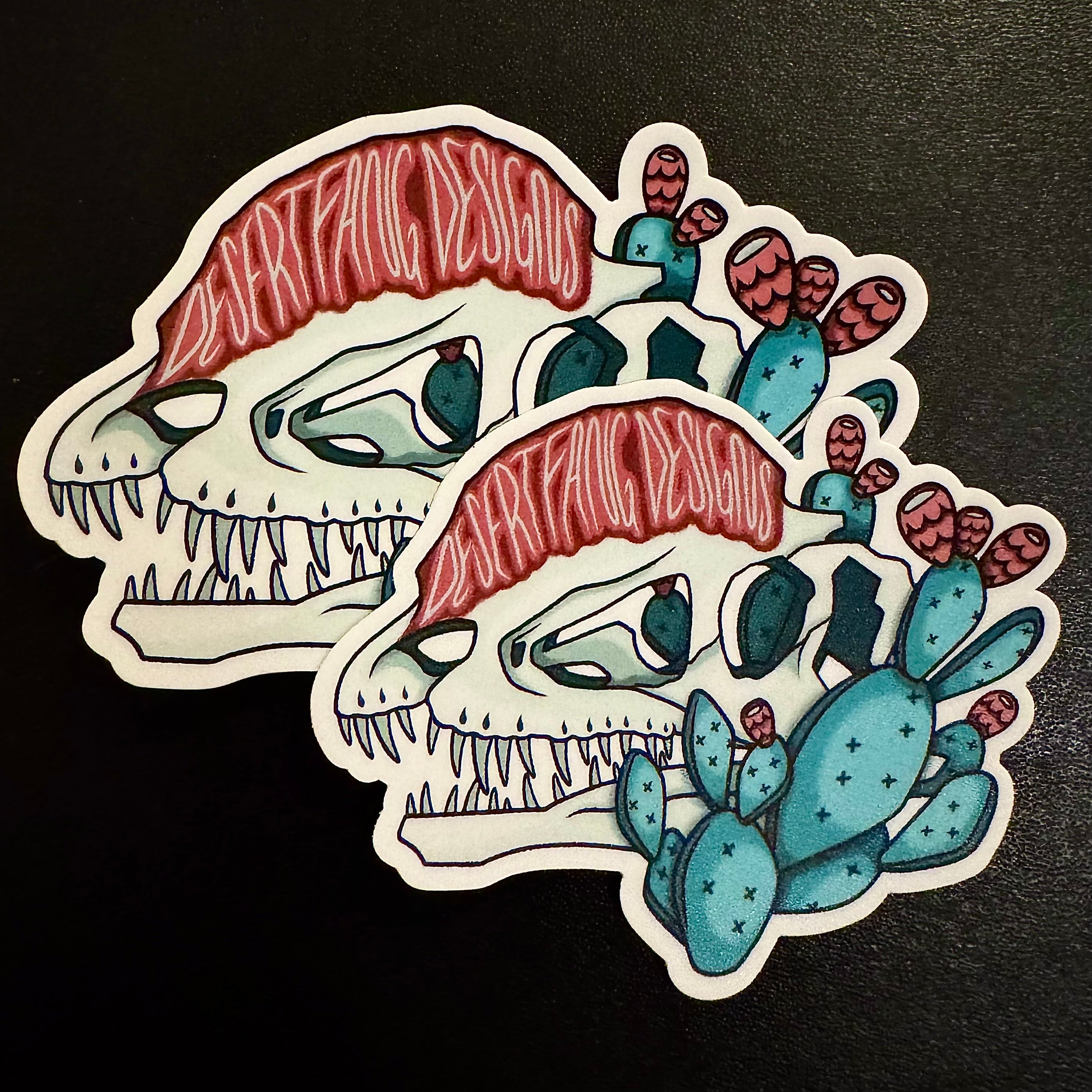 Dilophosaurus Fossil Dinosaur Desert Fang Designs Logo Vinyl Sticker