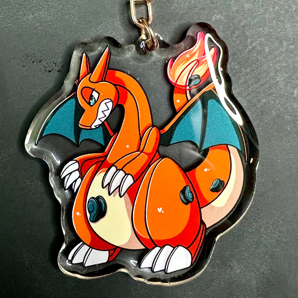 Shiny/Regular Fire Lizard Pooltoy Enamel Coated Keychain