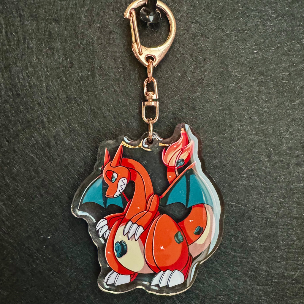 Shiny/Regular Fire Lizard Pooltoy Enamel Coated Keychain