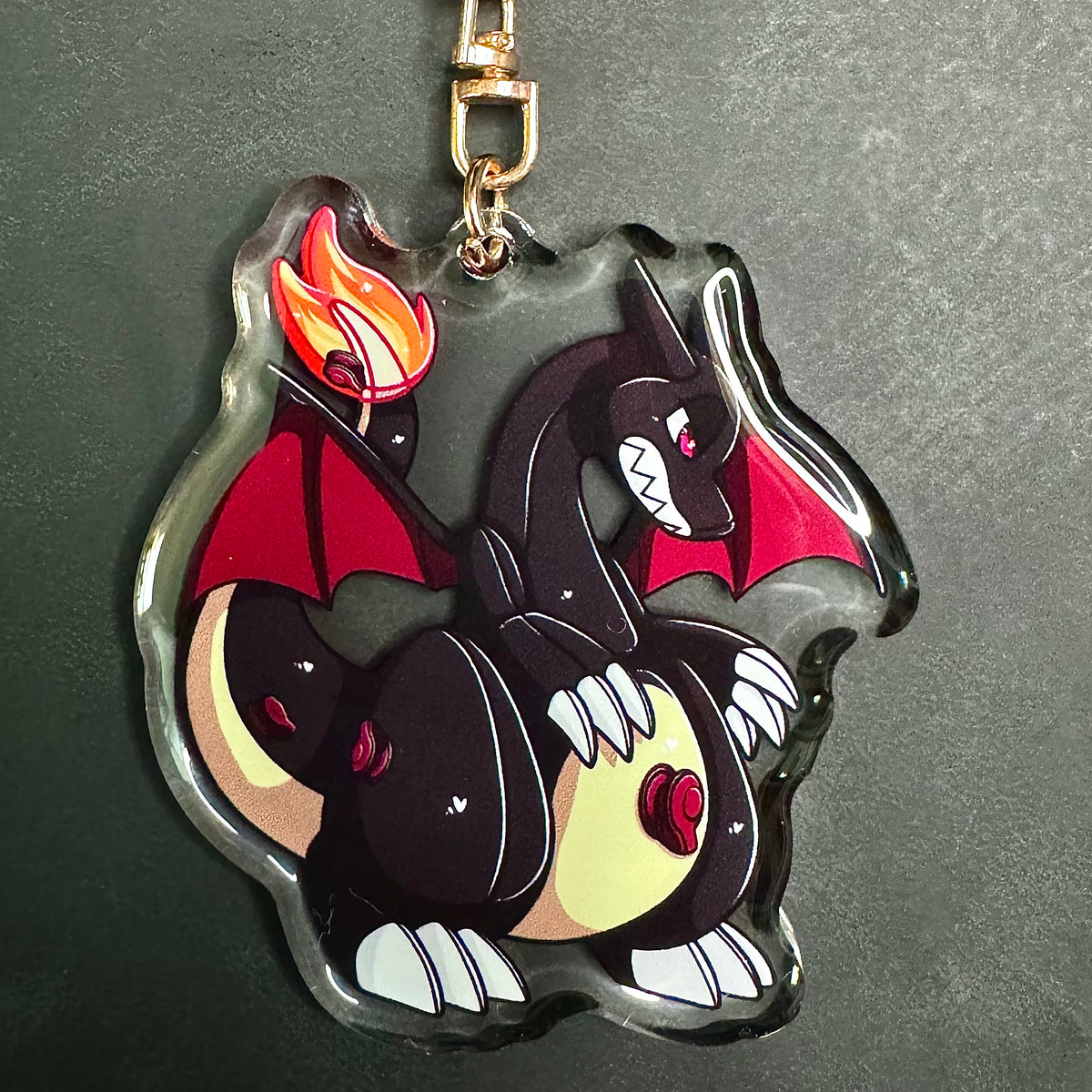 Shiny/Regular Fire Lizard Pooltoy Enamel Coated Keychain