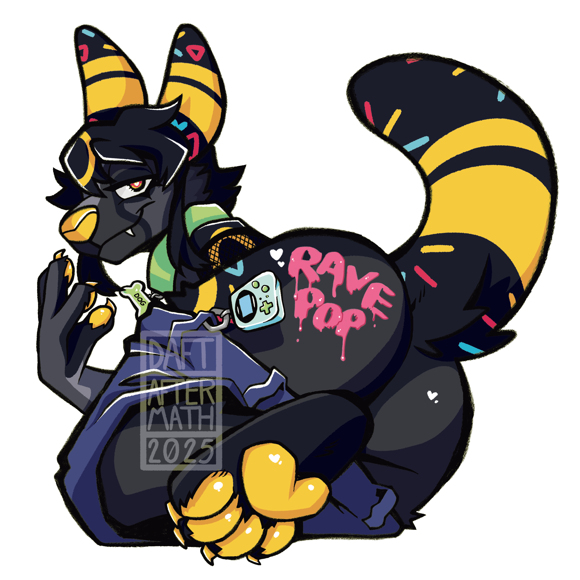 Sombra Umbreon Furry Fursona Rave Pop Vinyl Sticker