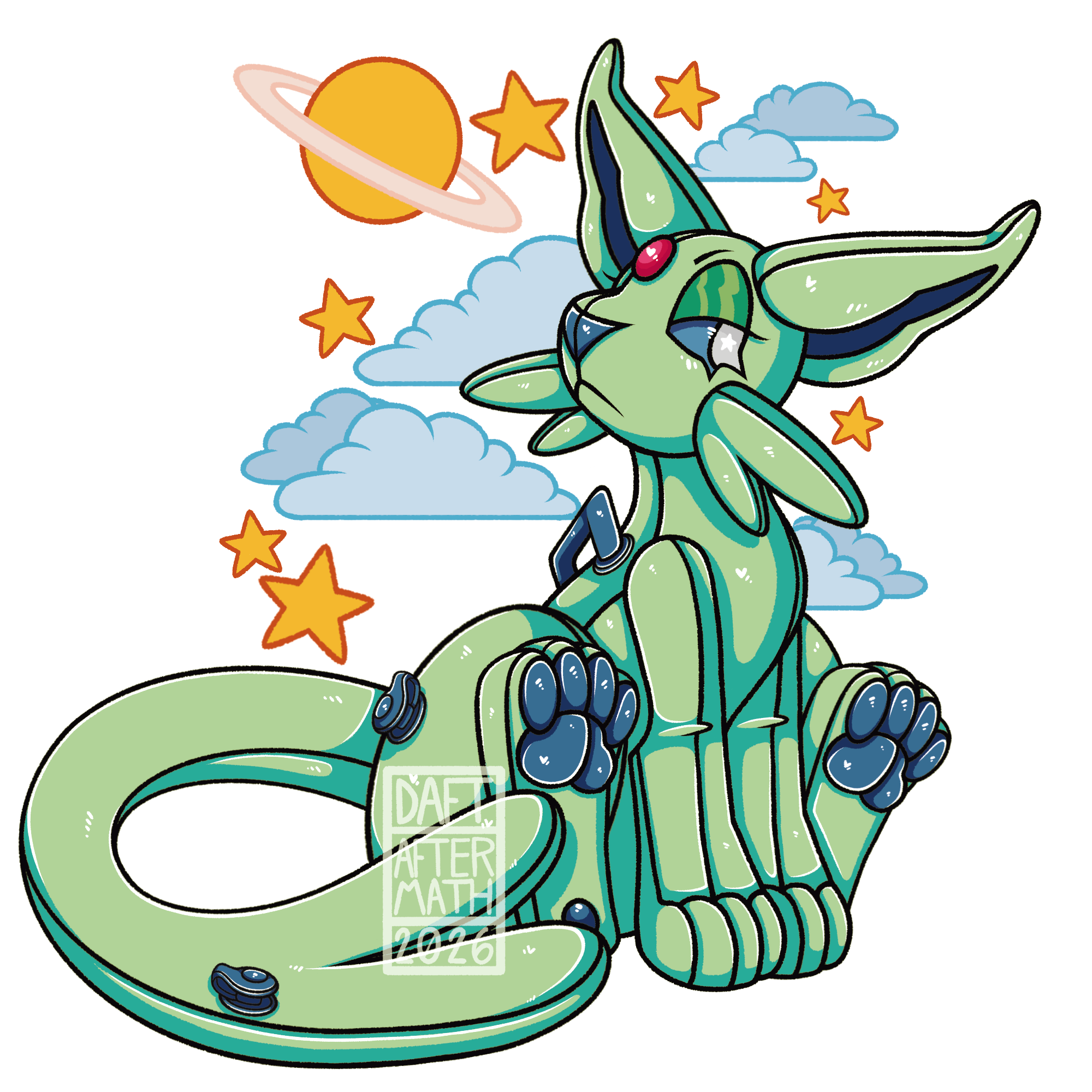 Pool Toy Espeon Alien Cat Regular or Shiny Vinyl Sticker