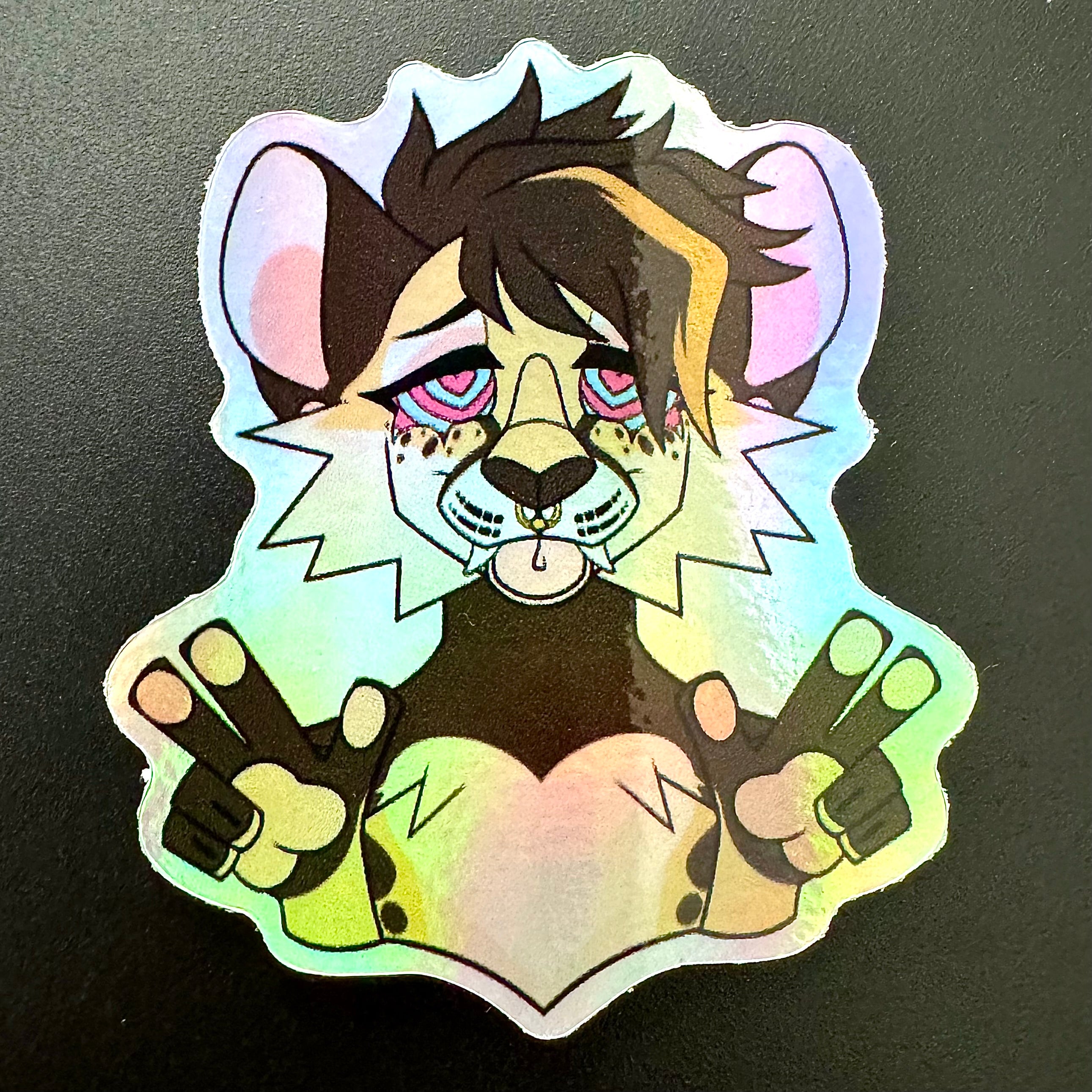 Hypnotic Zira Cheetah Furry Fursona Matte or Holographic Vinyl Sticker