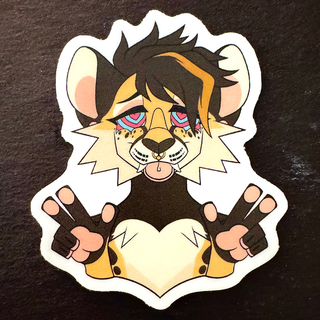 Hypnotic Zira Cheetah Furry Fursona Matte or Holographic Vinyl Sticker