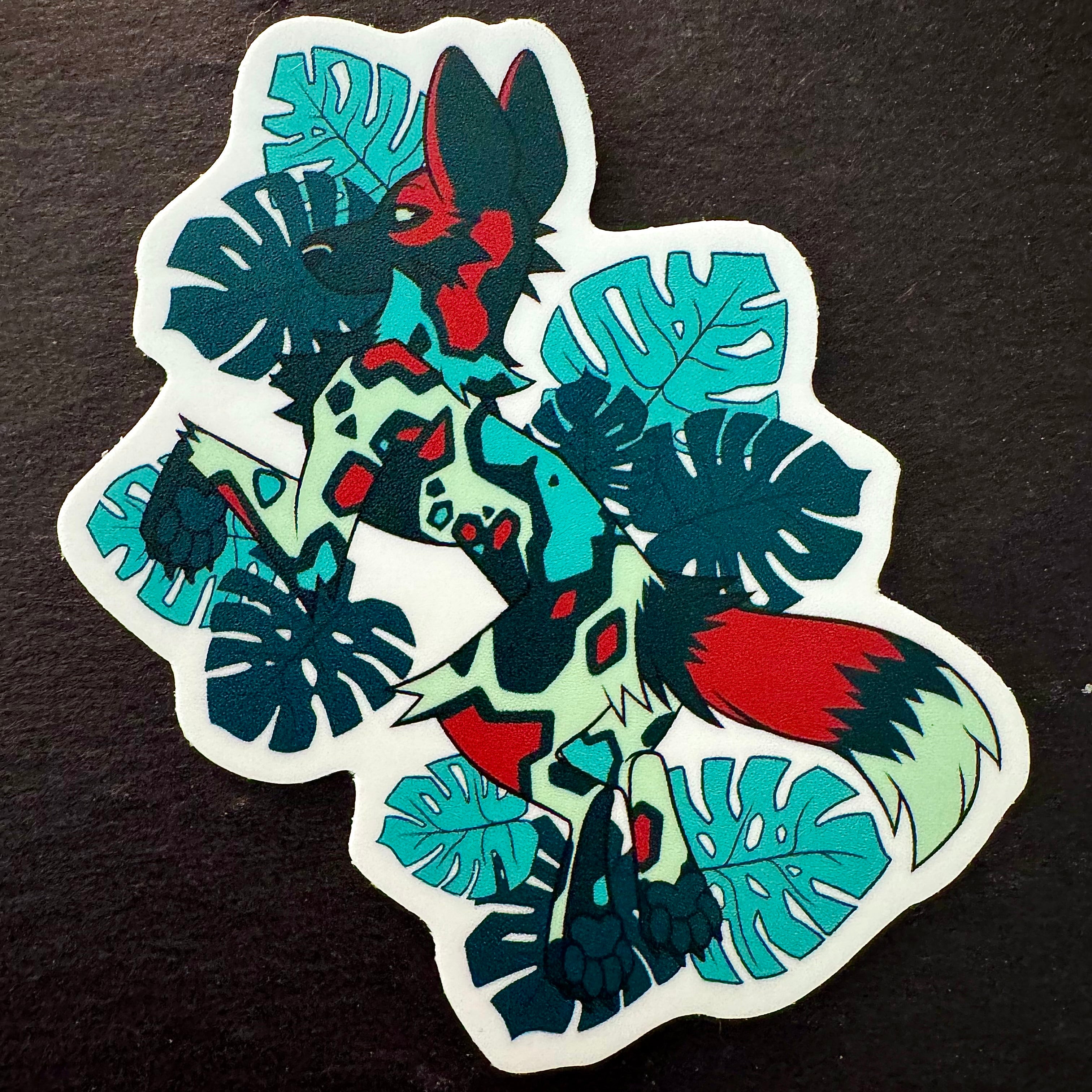 Monstera African Wild Dog Vinyl Sticker