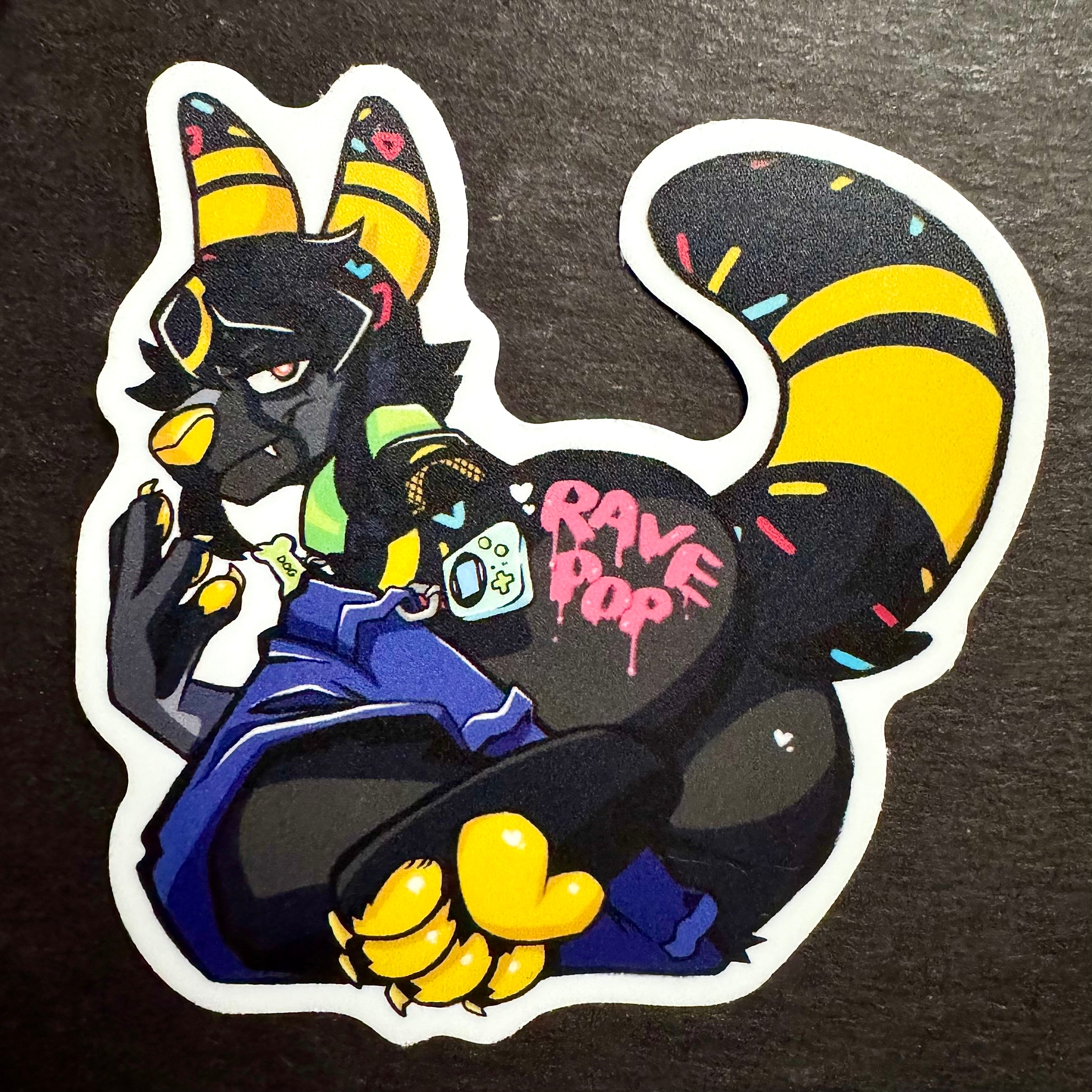 Sombra Umbreon Furry Fursona Rave Pop Vinyl Sticker
