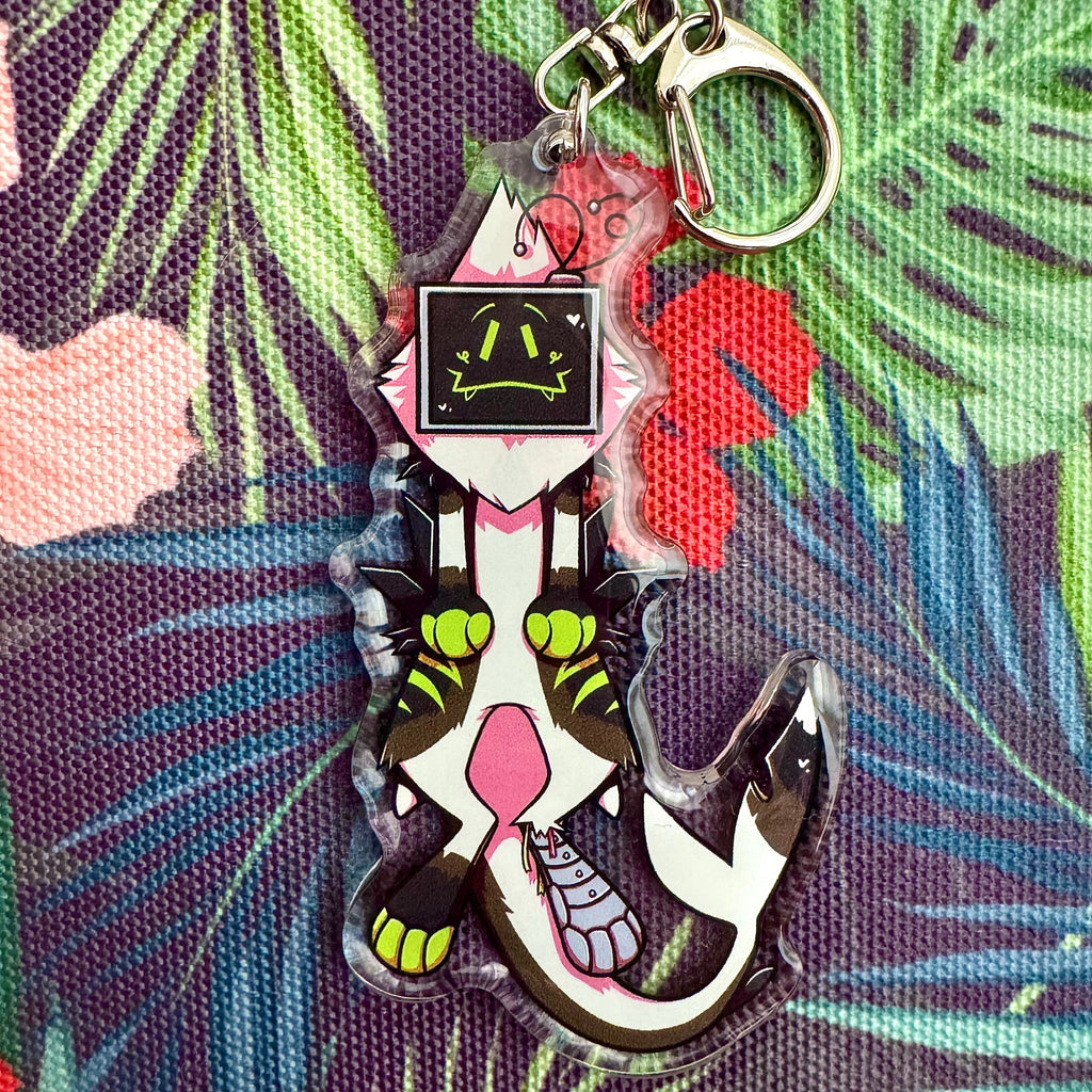 Furry Fursona TV Head Television Enamel Coated Keychain