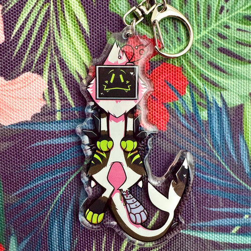 Furry Fursona TV Head Television Enamel Coated Keychain