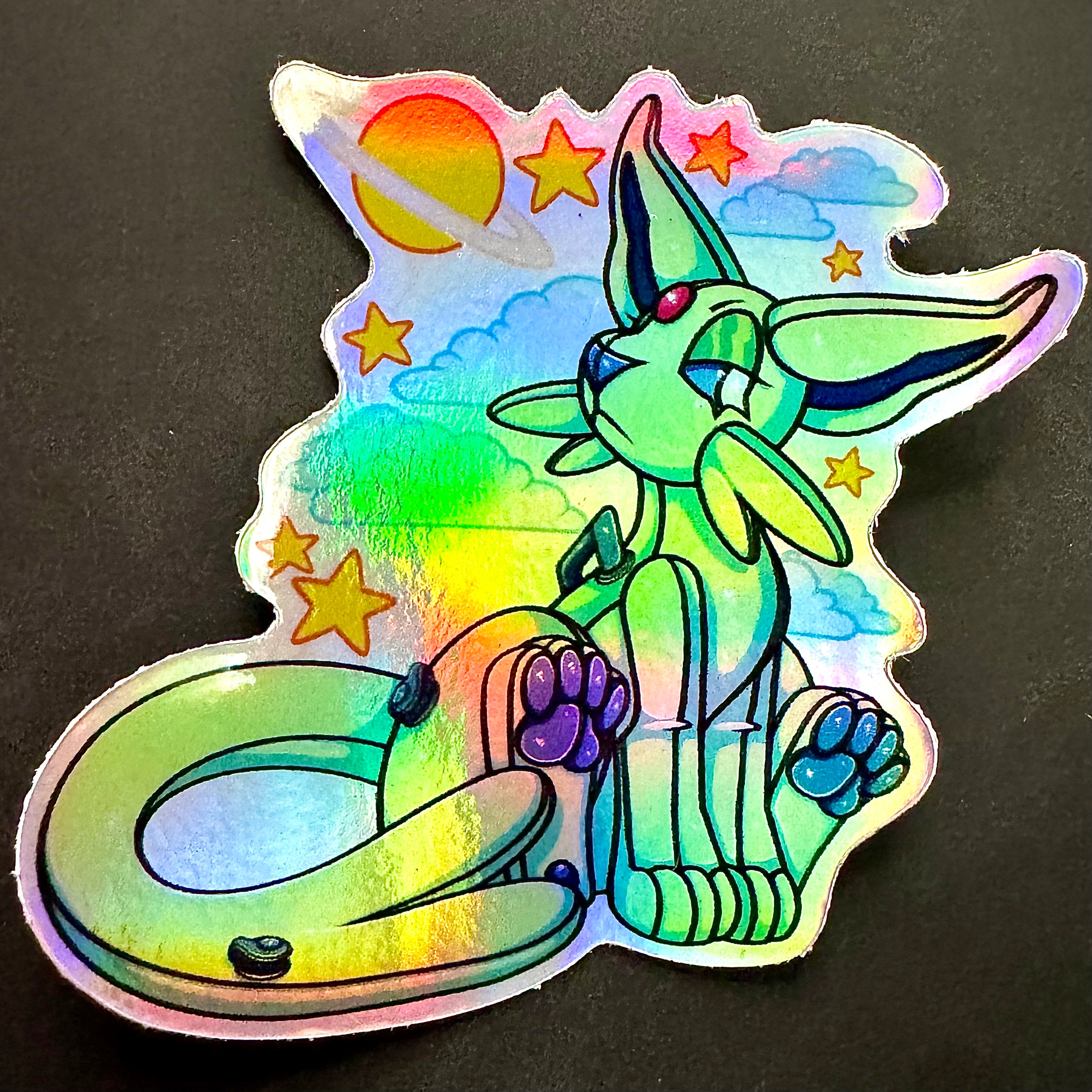 Pool Toy Espeon Alien Cat Regular or Shiny Vinyl Sticker