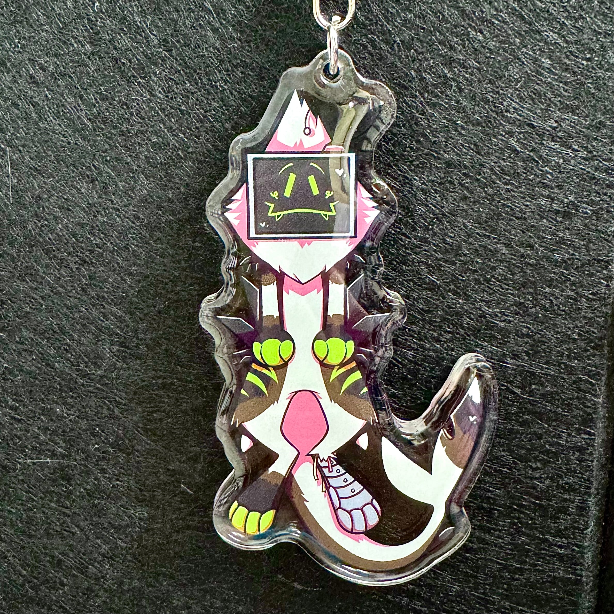 Furry Fursona TV Head Television Enamel Coated Keychain